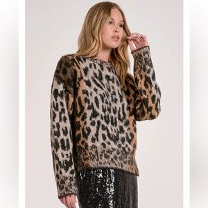 Elan Cheetah Print Cozy Sweater